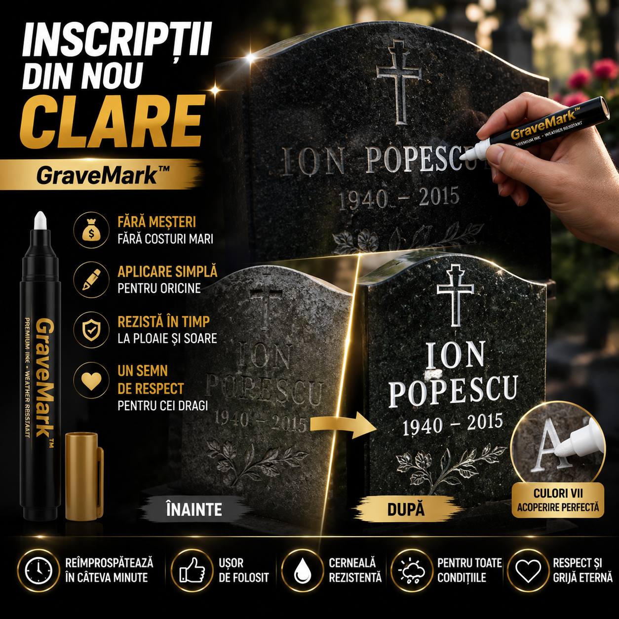 Marker Pentru Restaurarea Inscripțiilor GraveMark™