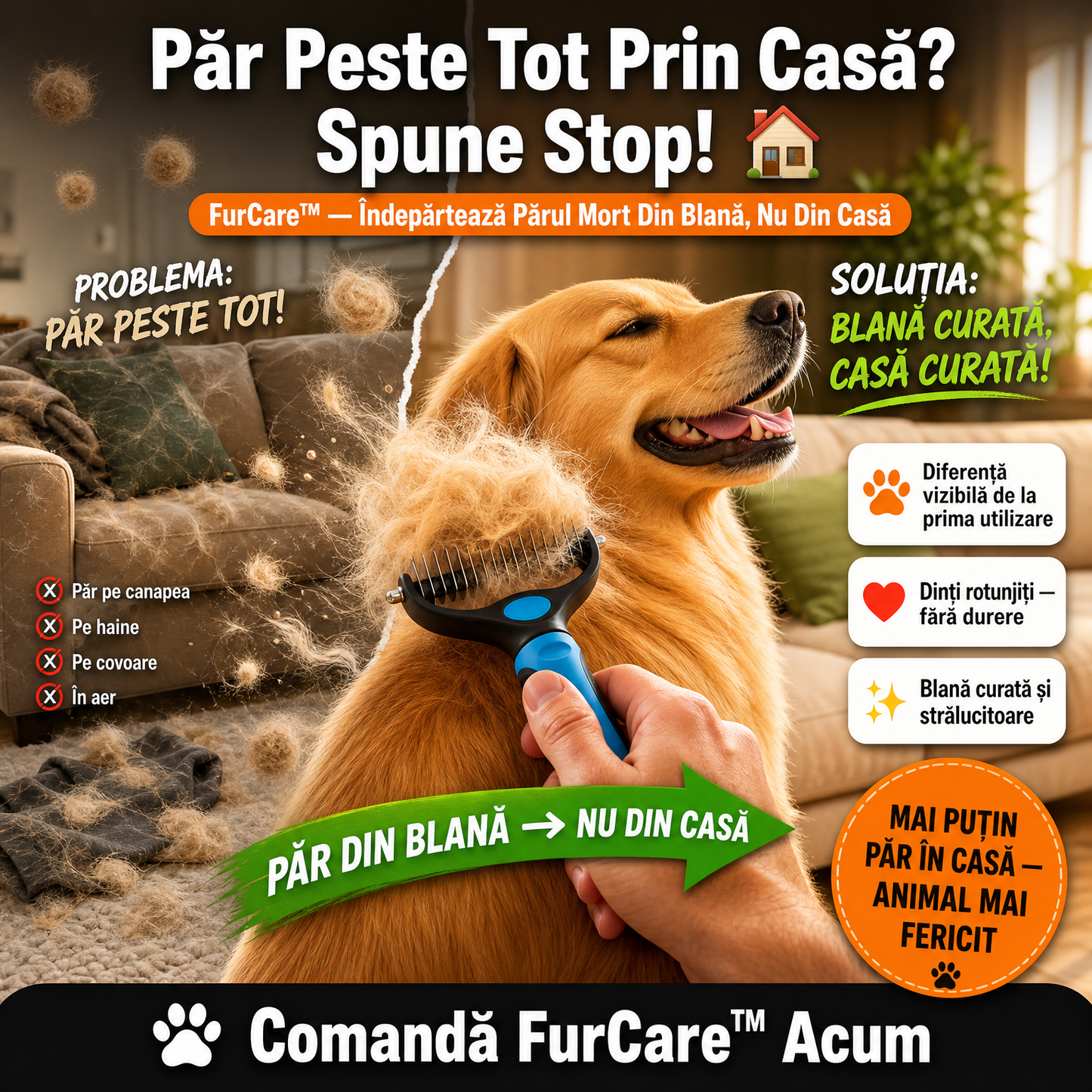 Perie Pentru Blană Fără Noduri FurCare™