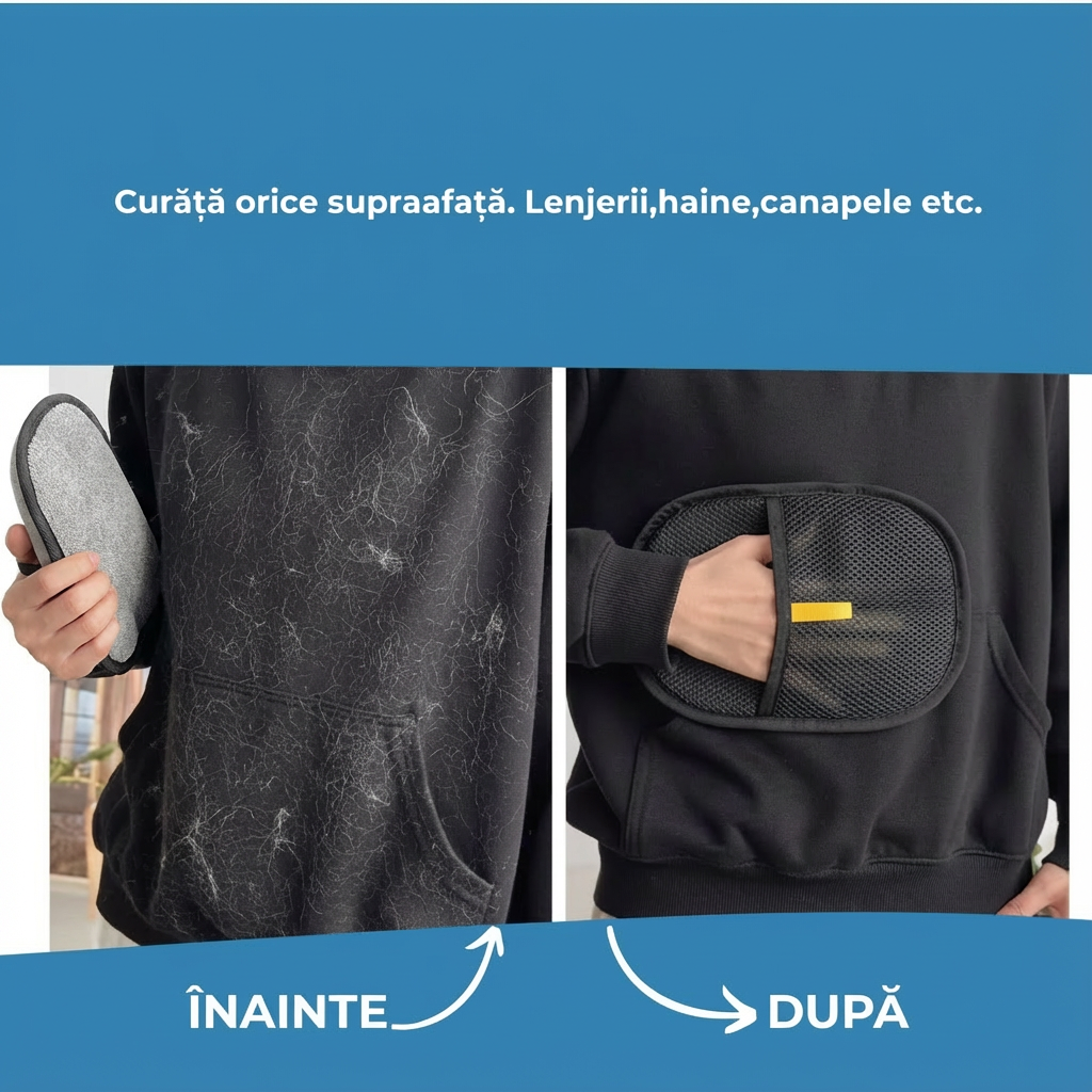 Mănușă electrostatică pentru îndepărtarea părului de animale | CLAW  1+1