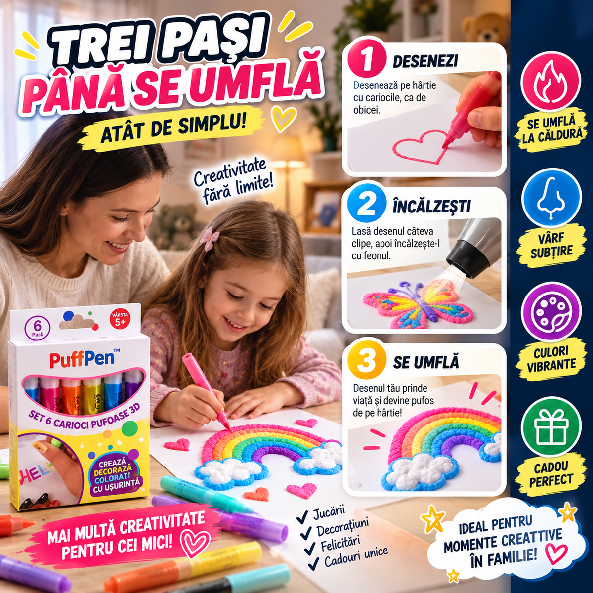 Set Carioci Cu Cerneală Pufoasă PuffPen™