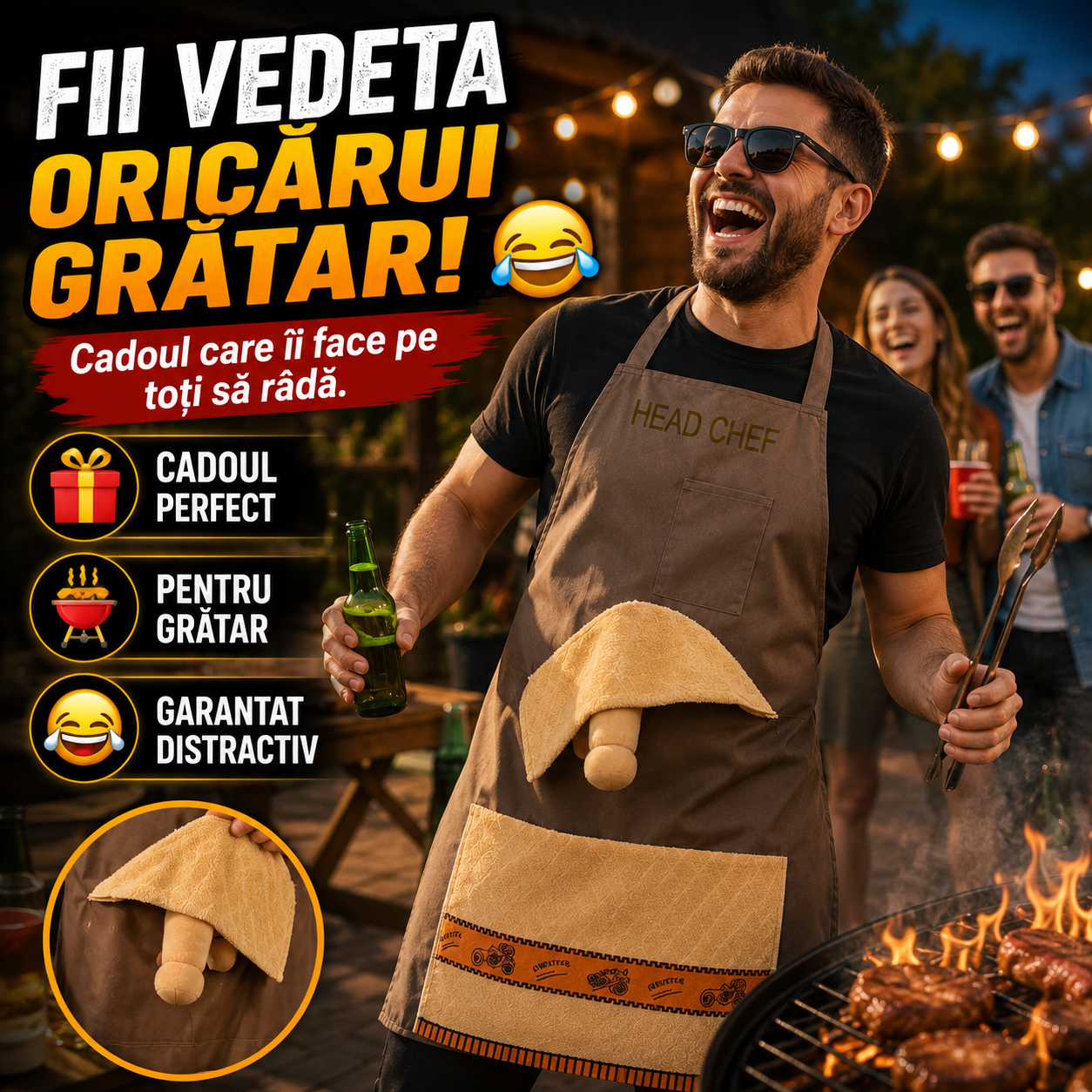 Șorțul Amuzant Pentru Grătar HeadChef™
