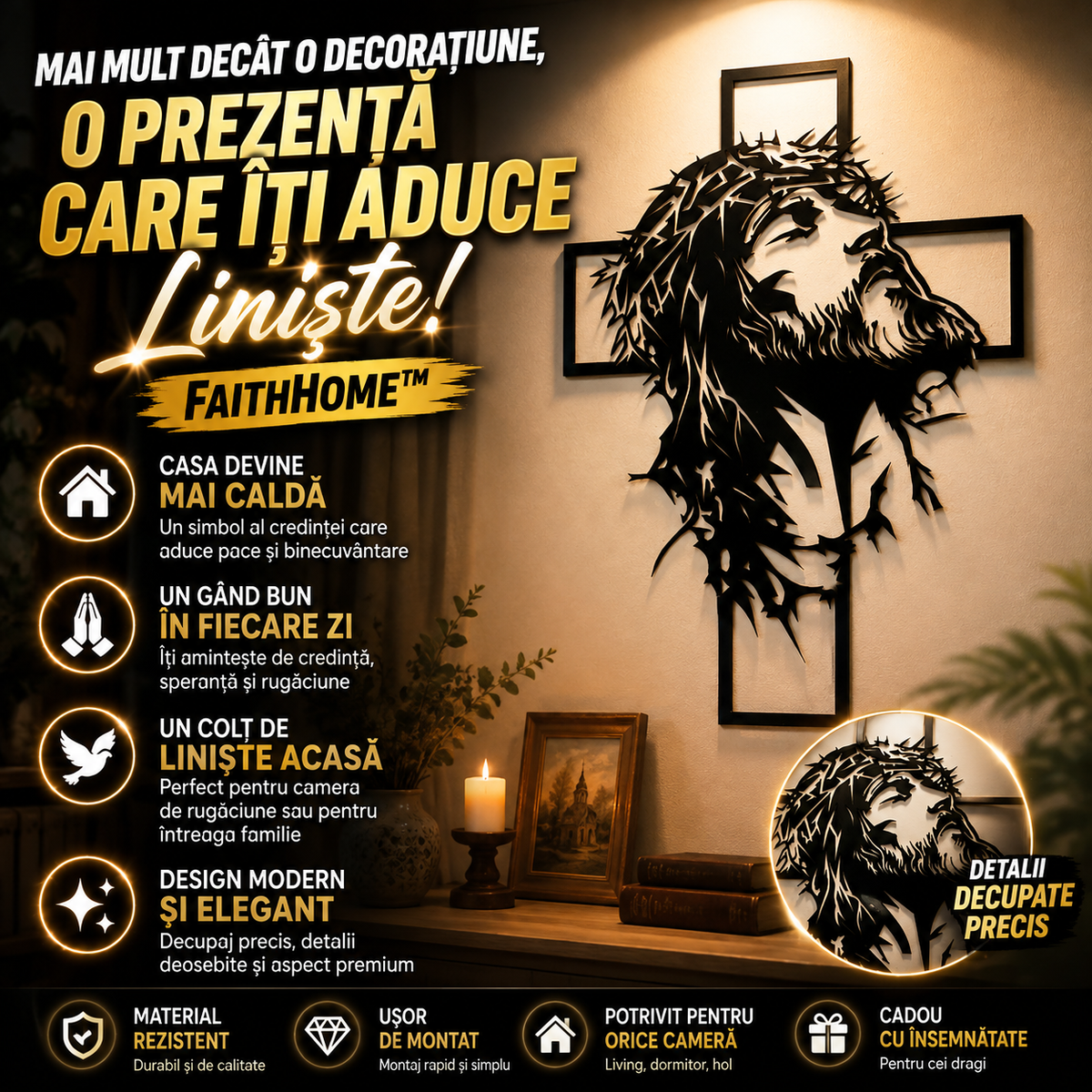 Decorațiune De Perete Cu Iisus FaithHome™
