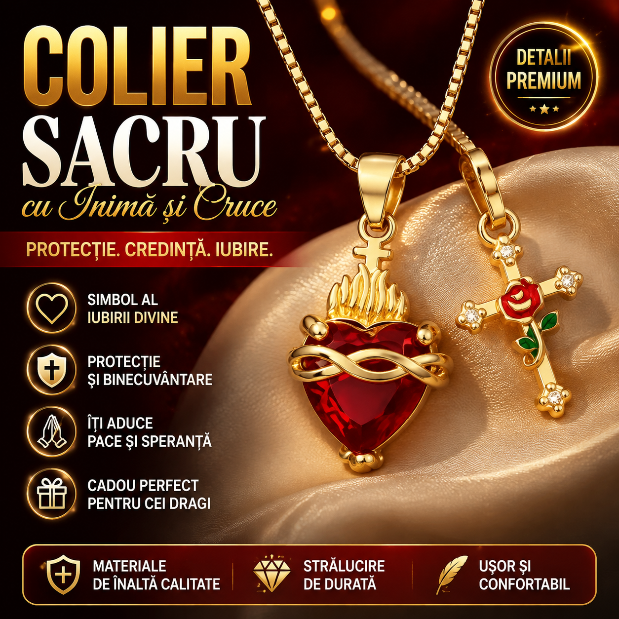 Colier Inima Și Cruce LunaLove™